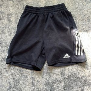 Three pairs off Adidas gym shorts. youth medium. Dark grey. Light grey. Black.